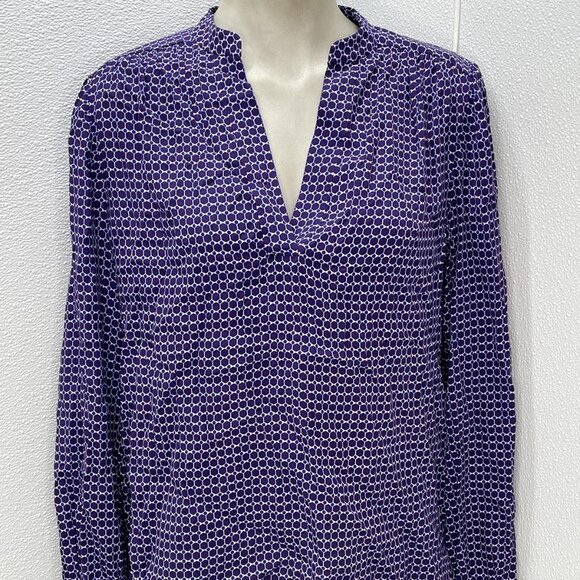 Hobbs Women's Mila Long Sleeve V-Neck Blouse Size 10 Purple - Picture 1 of 5